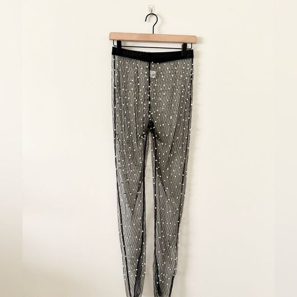 Amazon Sheer Long Sleeve Top and Pant Set Black with Pearl Detail - Size M - Picture 5 of 7